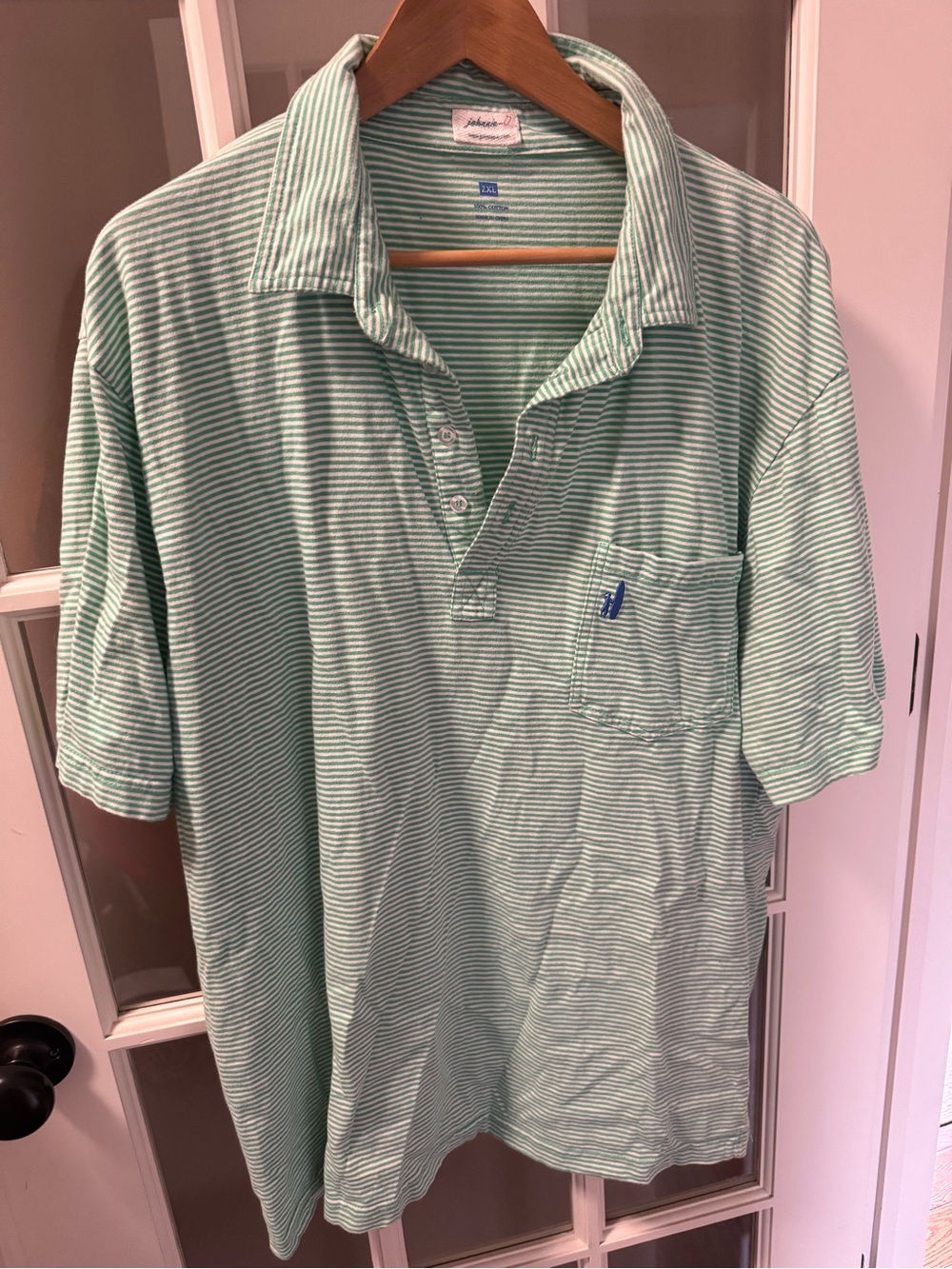 Johnnie-O men’s size xxl green striped polo